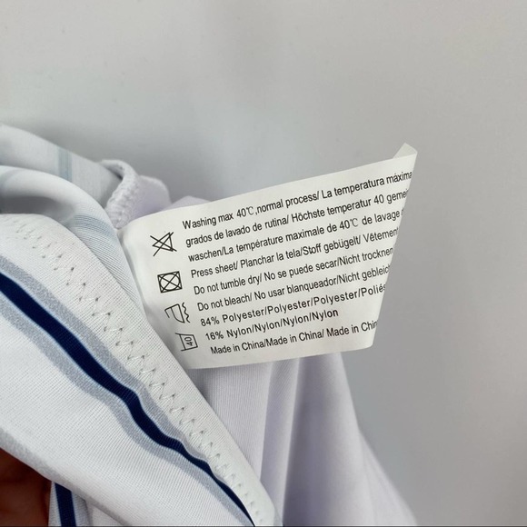 NEW Selfiego Blue White Striped One Piece Swimsuit - Picture 7 of 10